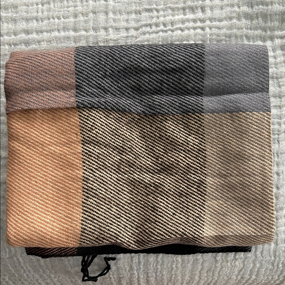 Neutral Multicolor Plaid Scarf